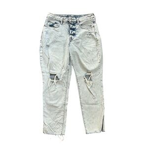 Old Navy High Rise Curvy O.G Straight Light Wash Distressed Laine Jeans Size 12